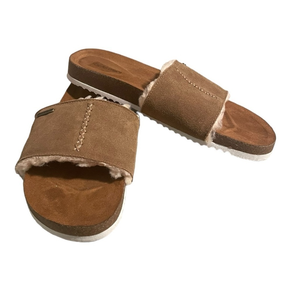 BearPaw Bettina Tan Suede Sandal Slides Size 10
